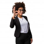Business black woman doing okay gesture