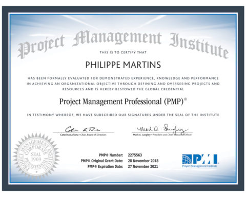 PMP-PMI certificate, Philippe MARTINS